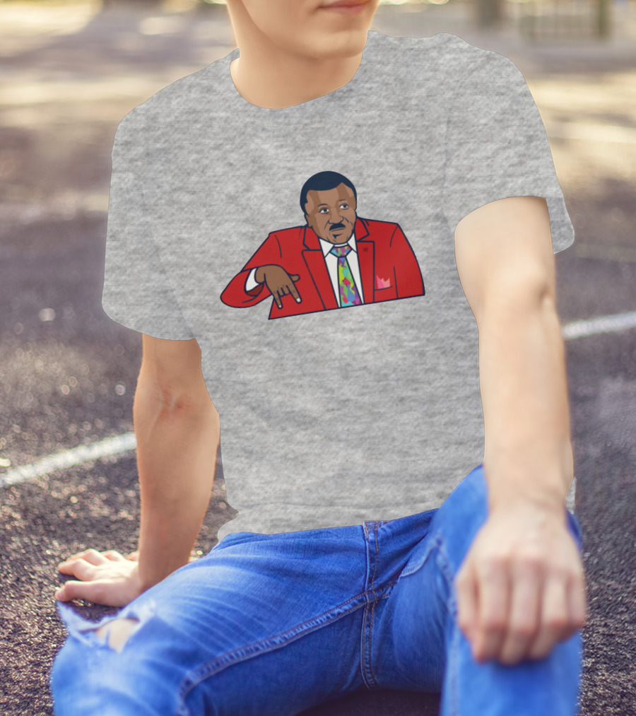 Basketball Analyst Fashion Red Suit Icon Horns Down Gesture T-Shirt
