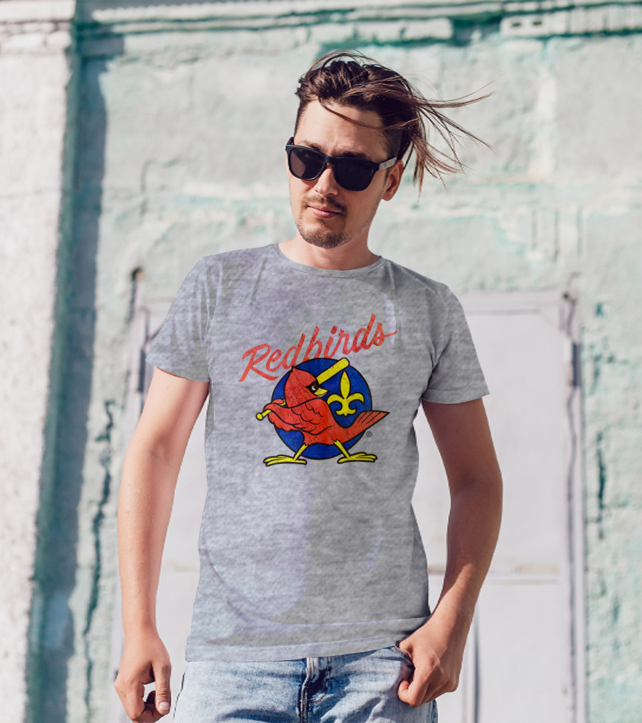 Redbirds Vintage Throwback Blue Circle Fleur-de-Lis T-Shirt