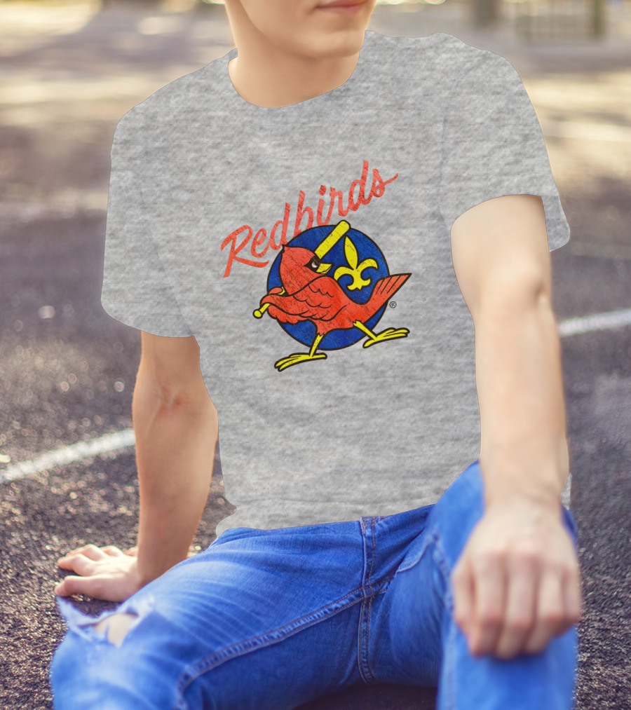 Redbirds Vintage Throwback Blue Circle Fleur-de-Lis T-Shirt