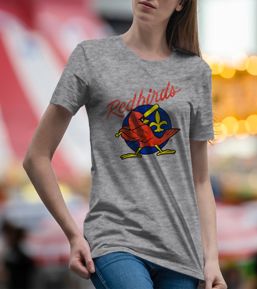 Redbirds Vintage Throwback Blue Circle Fleur-de-Lis T-Shirt