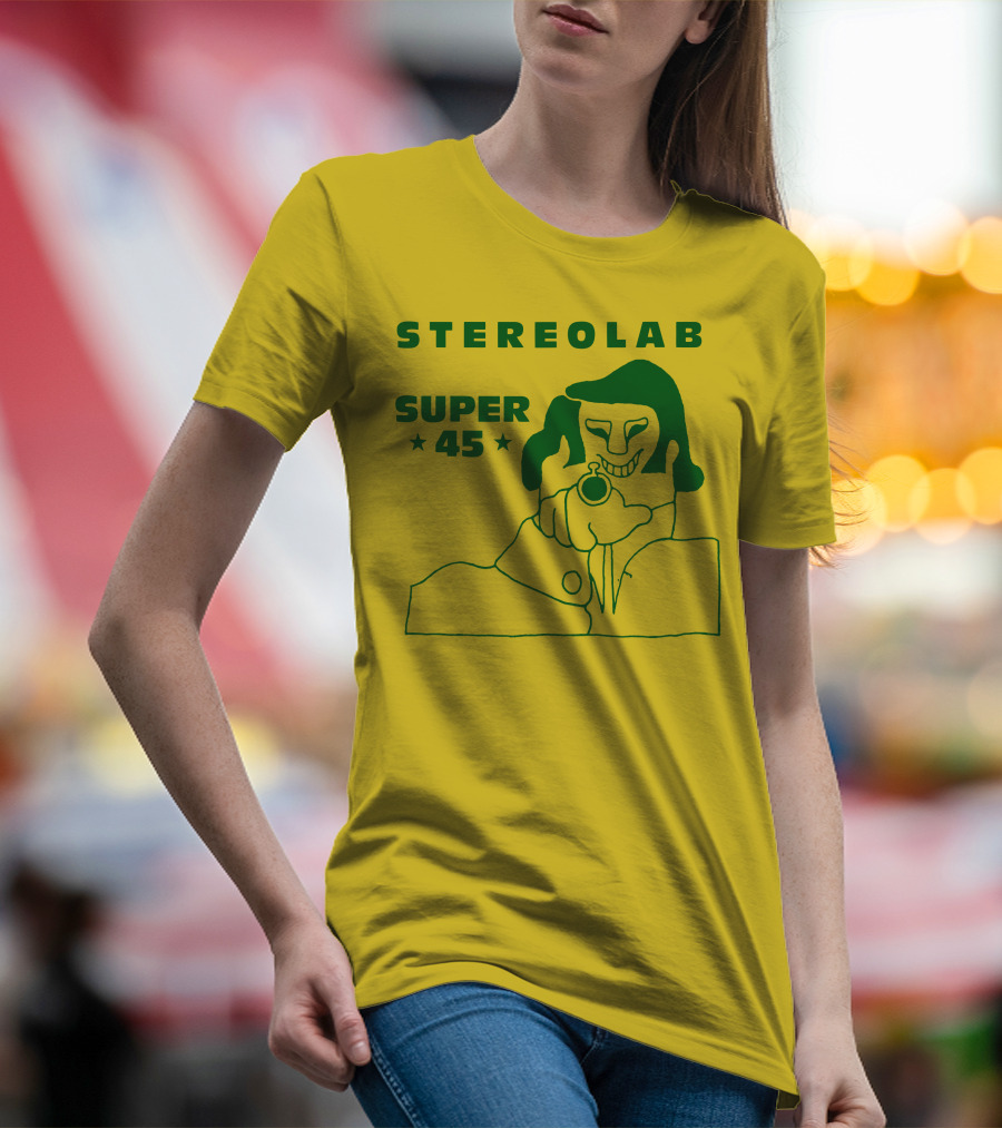 Stereolab Super 45 Abstract Green Figure With Stars T-Shirt