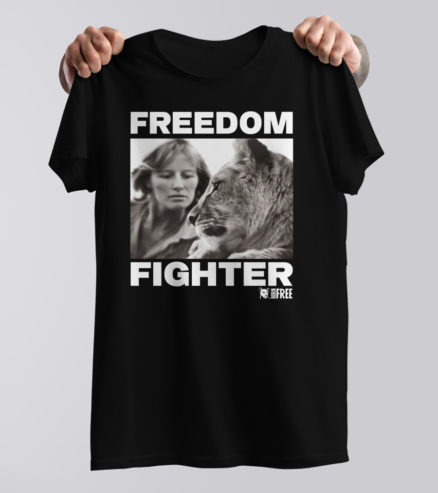 FREEDOM FIGHTER BORN FREE Lion And Woman Interaction T-Shirt