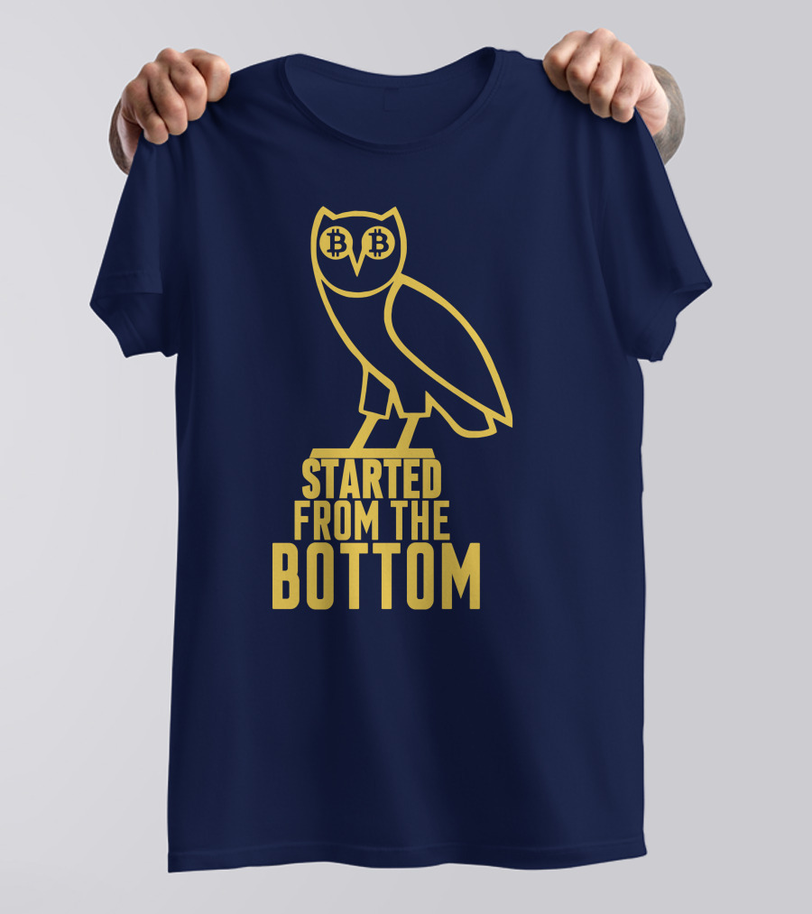 Mr Hodl Bitcoin Started From The Bottom Owl Bitcoin Eyes T-Shirt