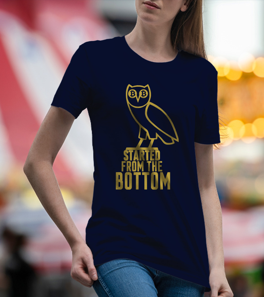 Mr Hodl Bitcoin Started From The Bottom Owl Bitcoin Eyes T-Shirt