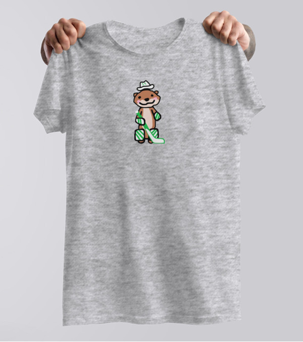 Otter Cowboy With Hockey Stick T-Shirt