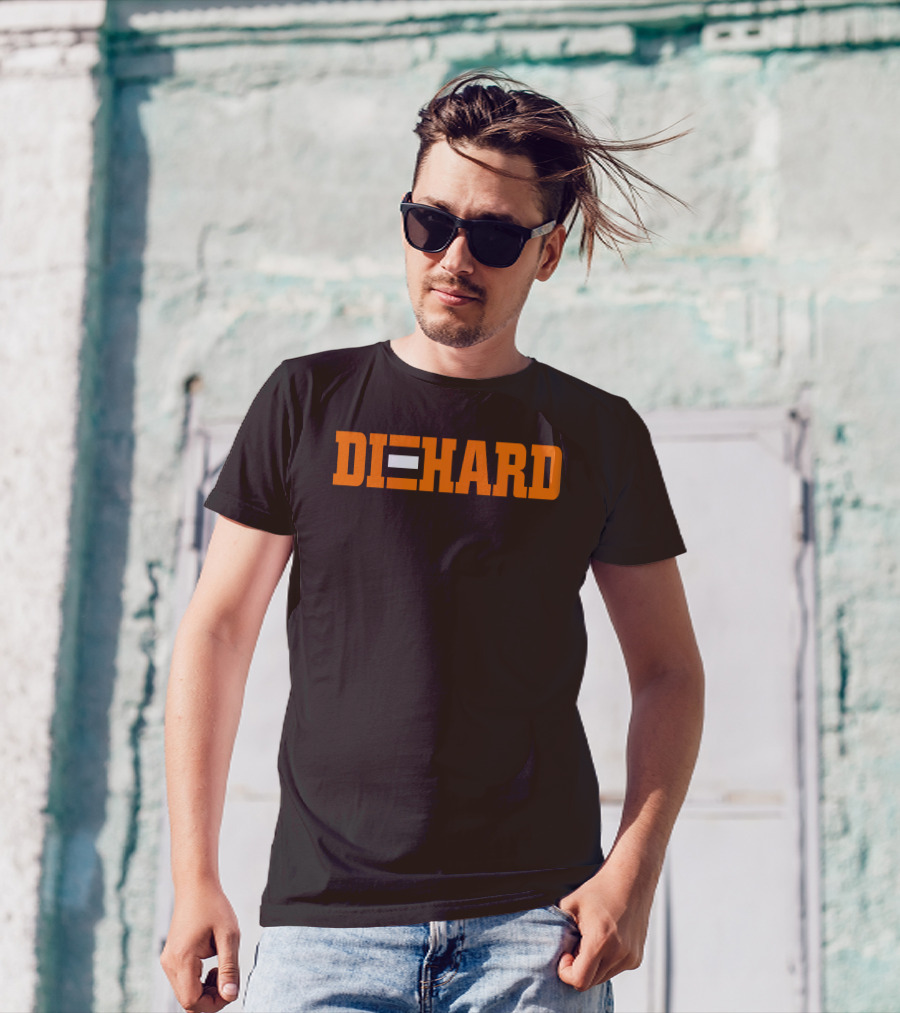 Yvette Diehard Equal Symbol Text In Bold Orange Font T-Shirt
