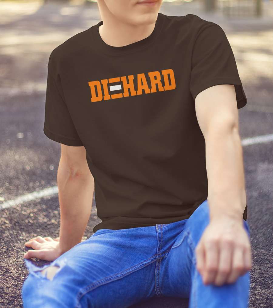 Yvette Diehard Equal Symbol Text In Bold Orange Font T-Shirt