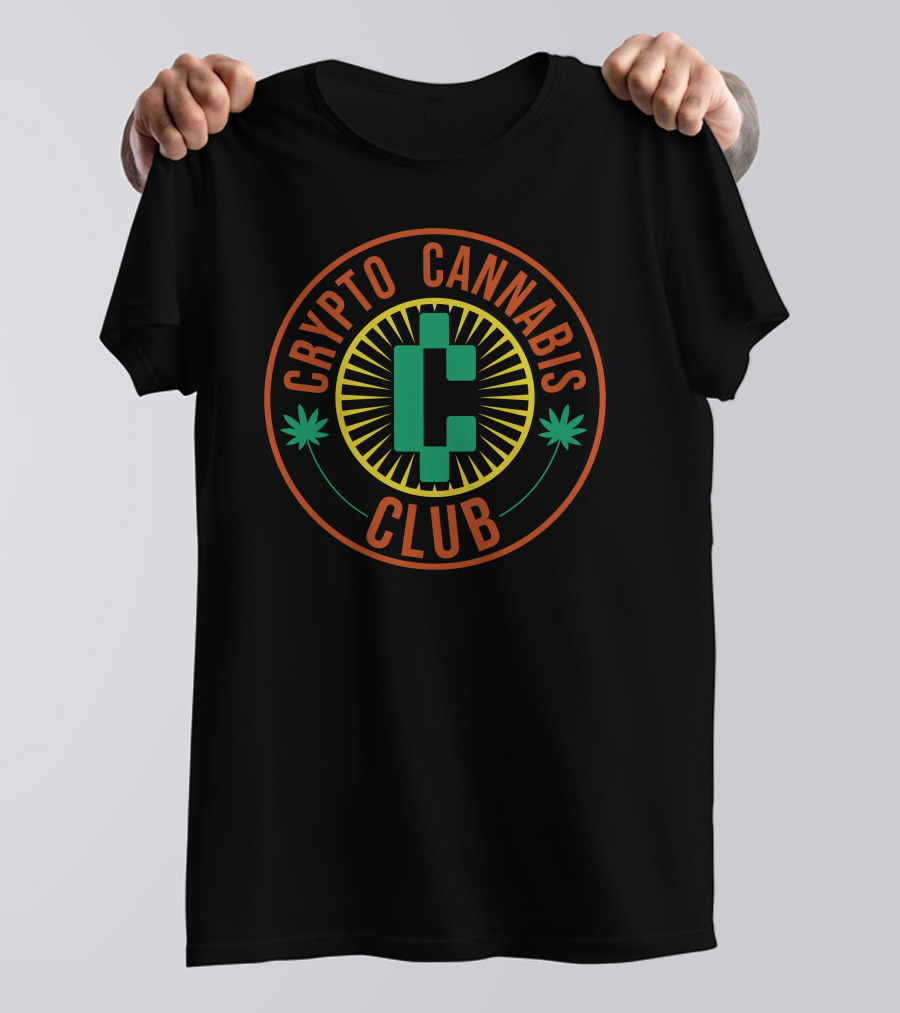 Crypto Cannabis Club Obieron17201 Circle Emblem With Leaf And Green C T-Shirt