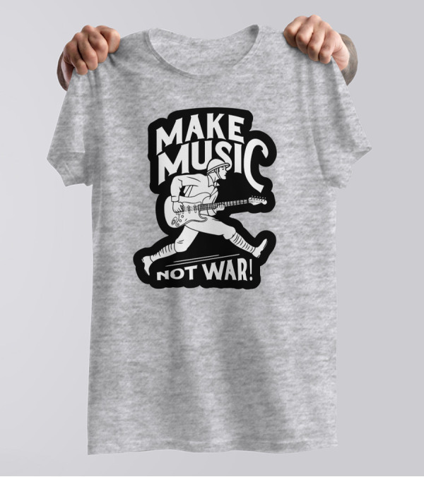 Matt Pinfield Make Music Not War Guitar Soldier Iconic Message T-Shirt