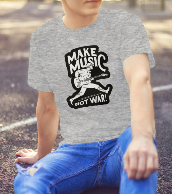Matt Pinfield Make Music Not War Guitar Soldier Iconic Message T-Shirt