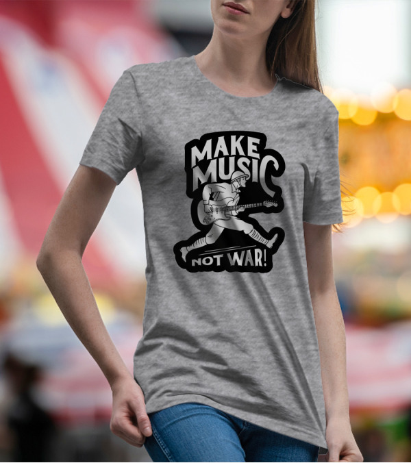 Matt Pinfield Make Music Not War Guitar Soldier Iconic Message T-Shirt