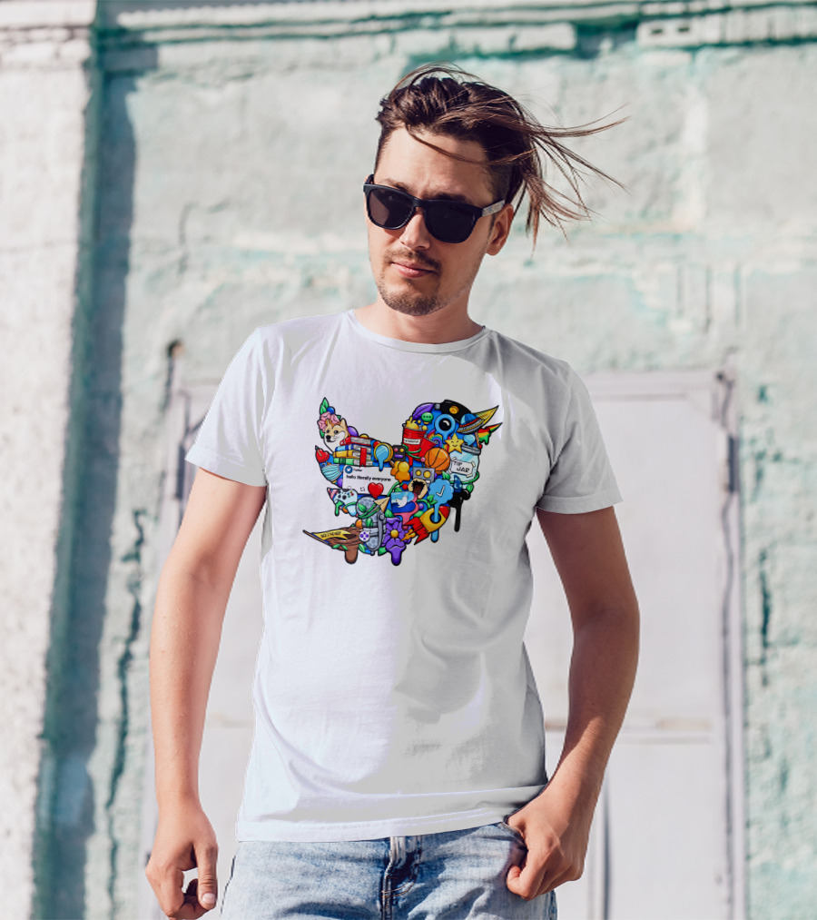 Tweetup Hello Literally Everyone Tip Jar Pop Culture Icons Mashup T-Shirt