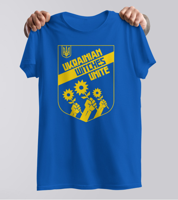 Ukrainian Witches Unite Quinn Cummings Sunflowers Emblem T-Shirt
