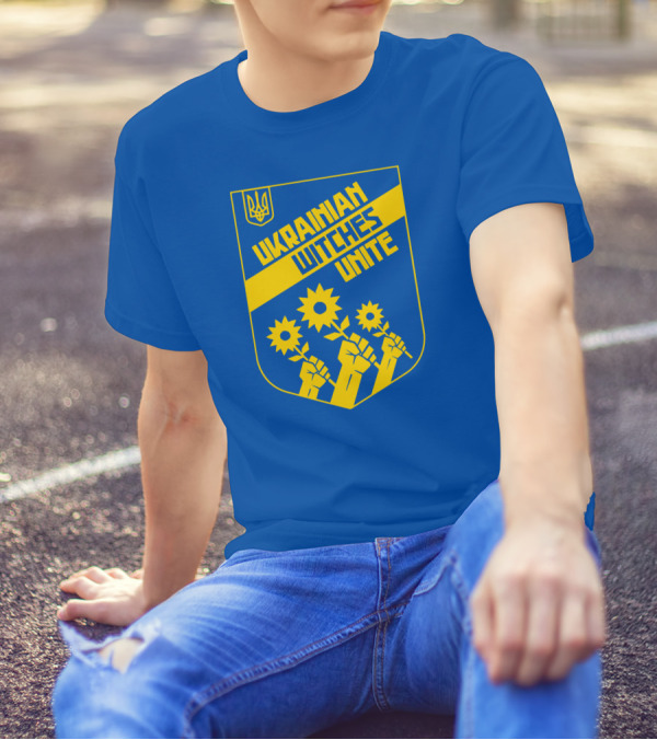 Ukrainian Witches Unite Quinn Cummings Sunflowers Emblem T-Shirt