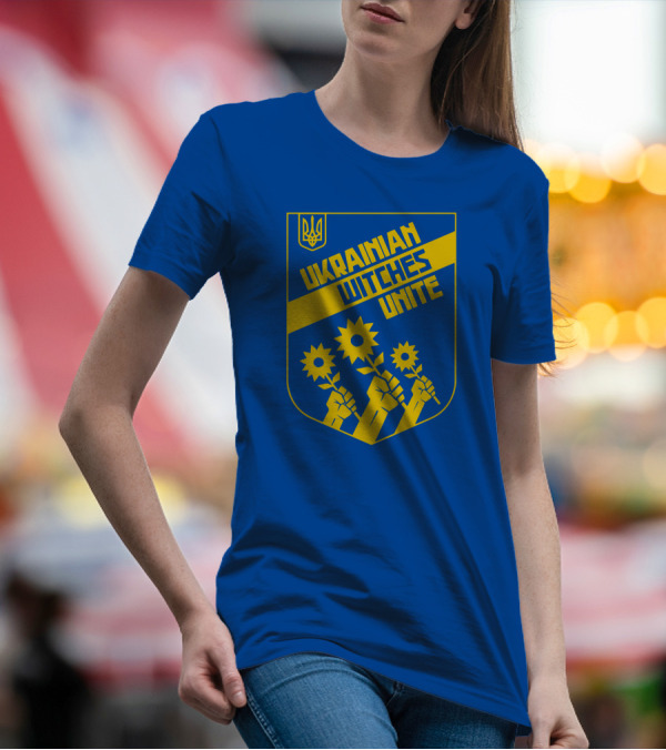Ukrainian Witches Unite Quinn Cummings Sunflowers Emblem T-Shirt