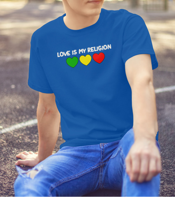Love Is My Religion Ziggy Marley Merch Green Yellow Red Hearts T-Shirt