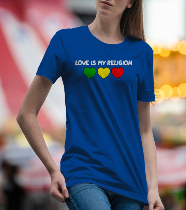 Love Is My Religion Ziggy Marley Merch Green Yellow Red Hearts T-Shirt