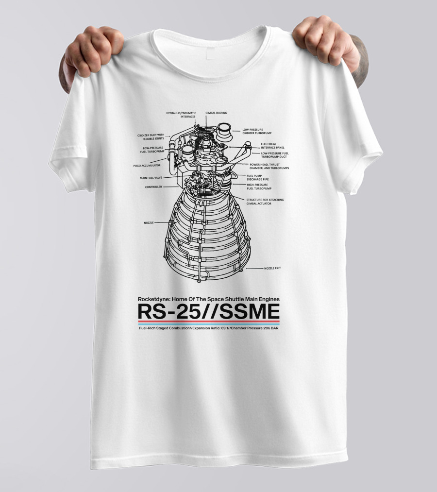 Rocketdyne RS-25 SSME Diagram Everyday Astronaut Store T-Shirt