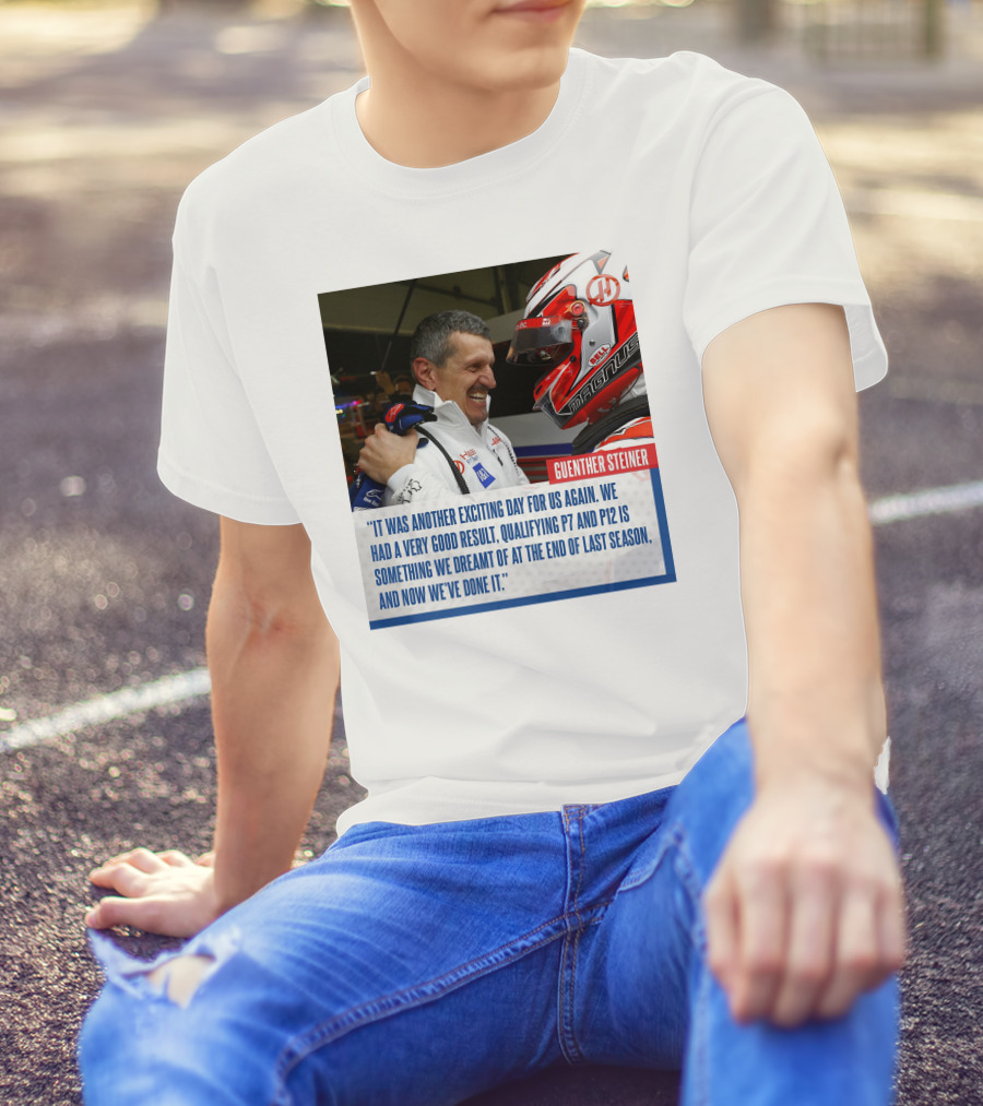 Guenther Steiner Haas F1 Bahrain GP Qualifying P7 P12 Achievement T-Shirt