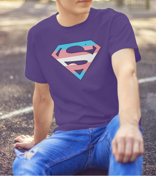 Superman Logo Trans Flag Trans Rights Are Human Rights T-Shirt