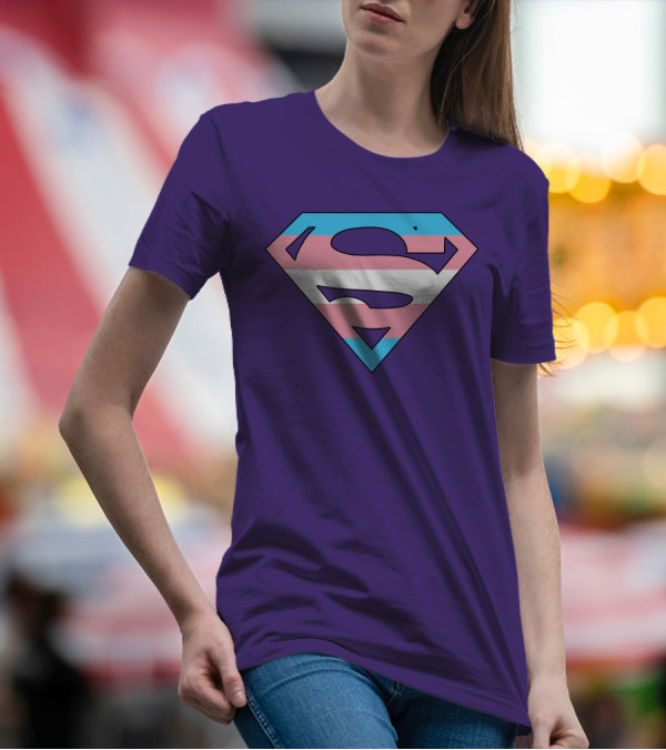 Superman Logo Trans Flag Trans Rights Are Human Rights T-Shirt