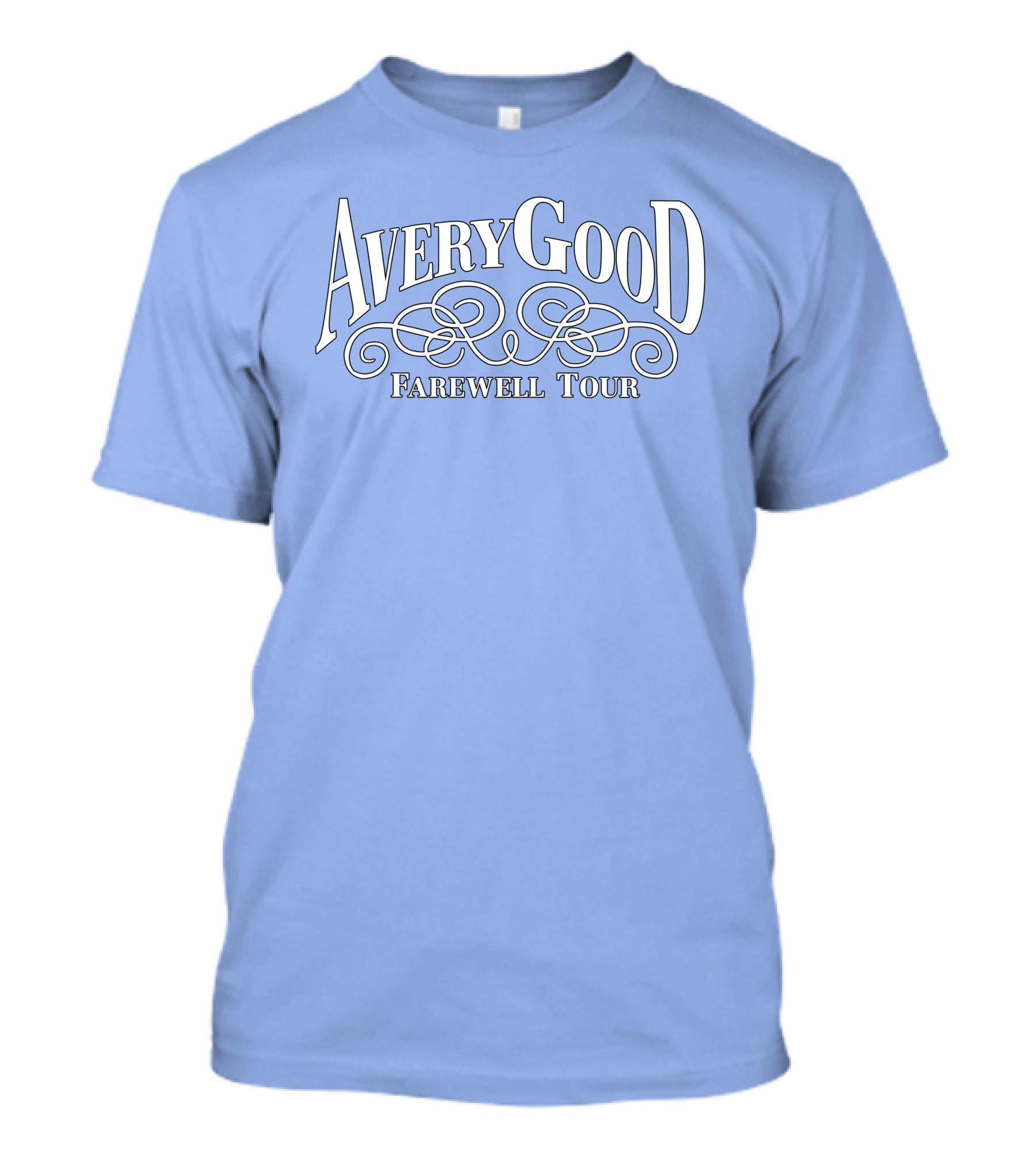 Avery Good Farewell Tour Stylish Script On Light Blue Background T-Shirt