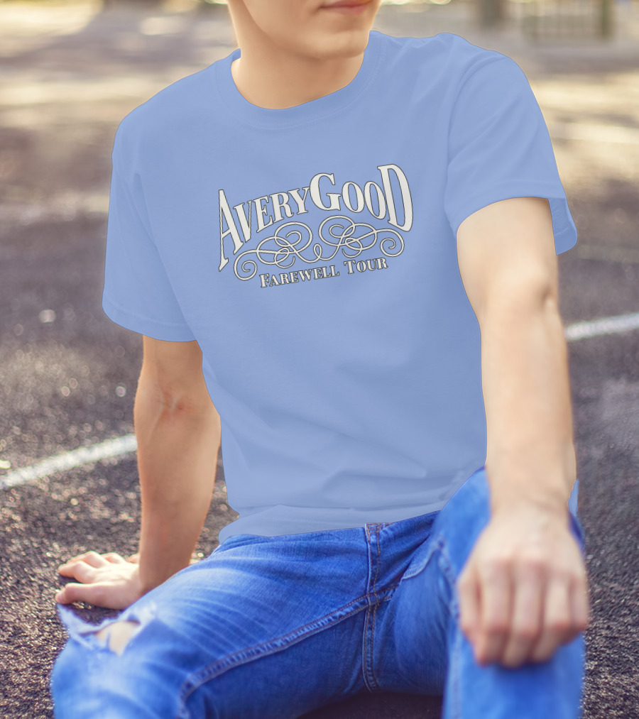 Avery Good Farewell Tour Stylish Script On Light Blue Background T-Shirt