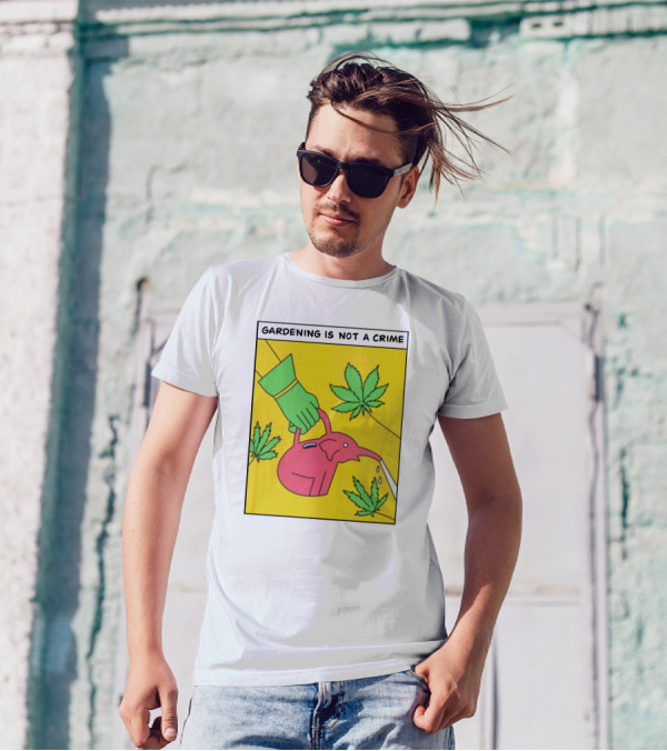 Gardening Is Not A Crime Hand Watering Can Cannabis Leaves T-Shirt