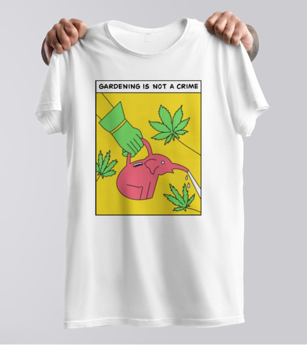 Gardening Is Not A Crime Hand Watering Can Cannabis Leaves T-Shirt