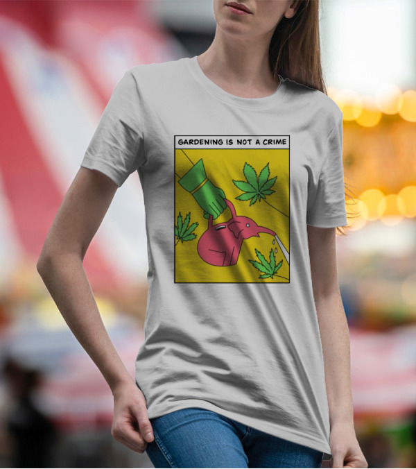 Gardening Is Not A Crime Hand Watering Can Cannabis Leaves T-Shirt