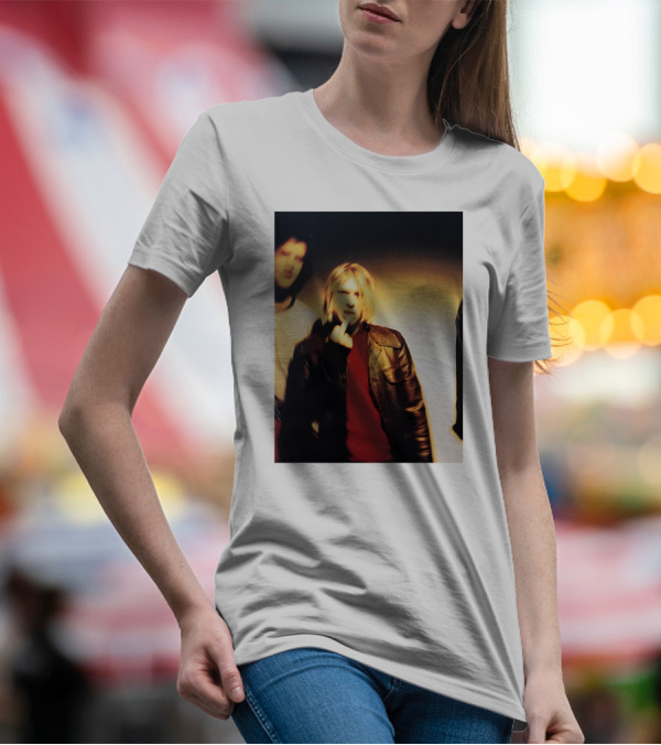Kurt Cobain Leather Jacket Red Sweater Iconic Image T-Shirt