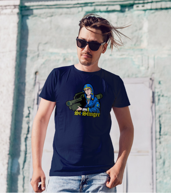 St Stinger Iconic Imagery Featuring Religious Warrior With Launcher T-Shirt