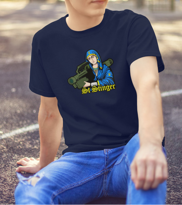 St Stinger Iconic Imagery Featuring Religious Warrior With Launcher T-Shirt