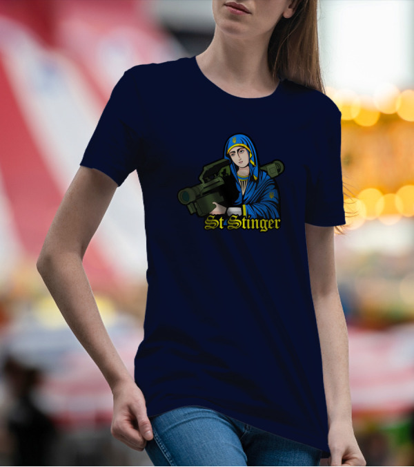 St Stinger Iconic Imagery Featuring Religious Warrior With Launcher T-Shirt