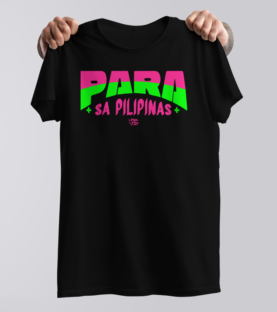 Gensanispink Para Sa Pilipinas Linya-Linya Pink And Green Text T-Shirt