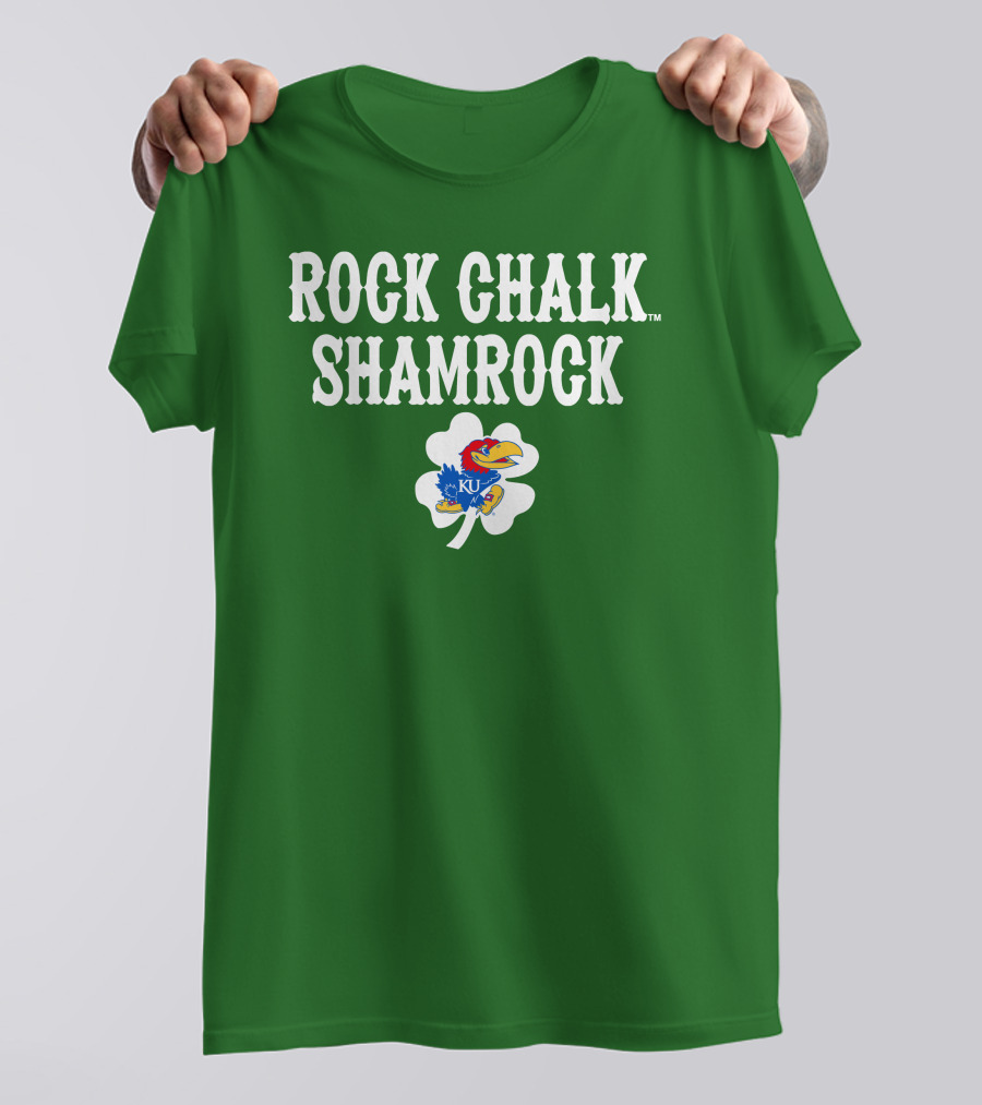 Rock Chalk Shamrock Kansas Jayhawks St Patrick’s Day Green T-Shirt