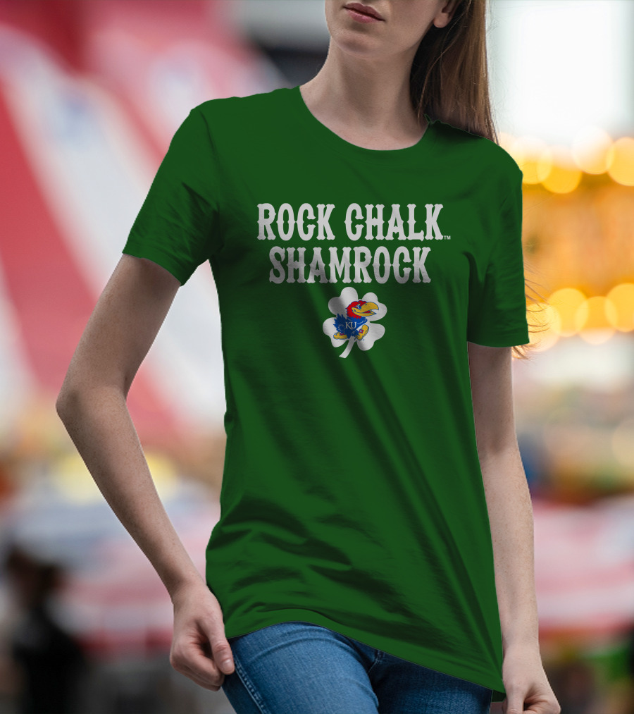 Rock Chalk Shamrock Kansas Jayhawks St Patrick’s Day Green T-Shirt
