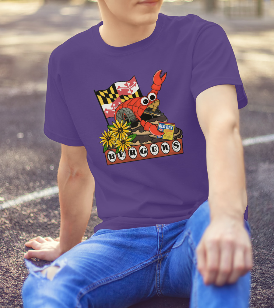 Maryland Flag Crab Bergers Old Bay Seasoning Flowers T-Shirt