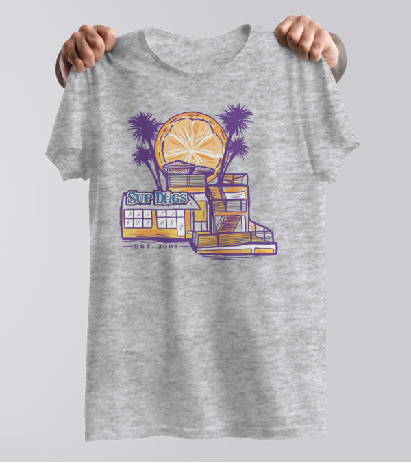 Best Bar Sup Dogs Est. 2008 Lemon Palm Trees T-Shirt