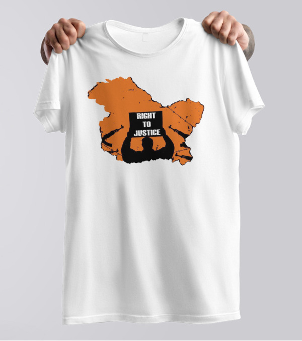 Vivek Ranjan Agnihotri Right To Justice Silhouette With Orange Map Background T-Shirt