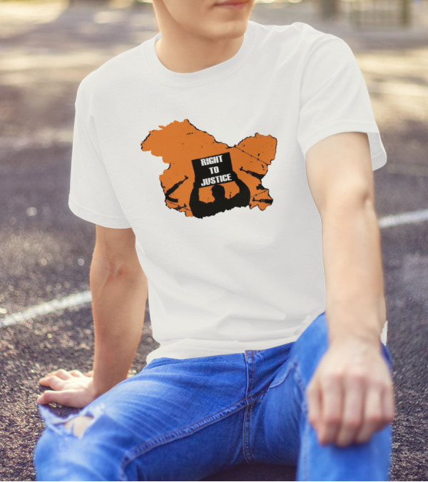 Vivek Ranjan Agnihotri Right To Justice Silhouette With Orange Map Background T-Shirt