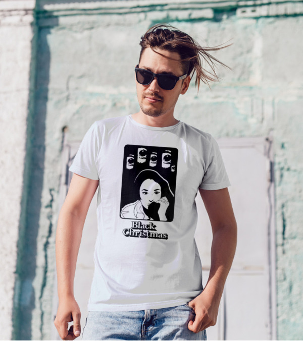 Black Christmas Woman With Multiple Eye Gaze T-Shirt