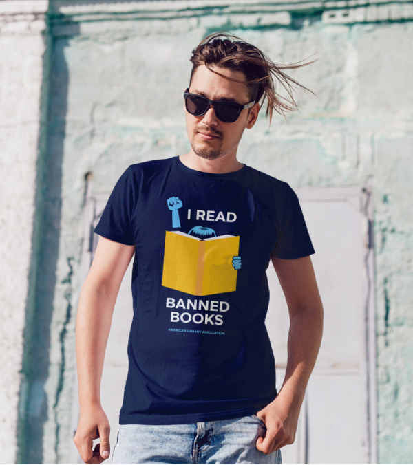 I Read Banned Books Yellow Book Fist American Library Association T-Shirt