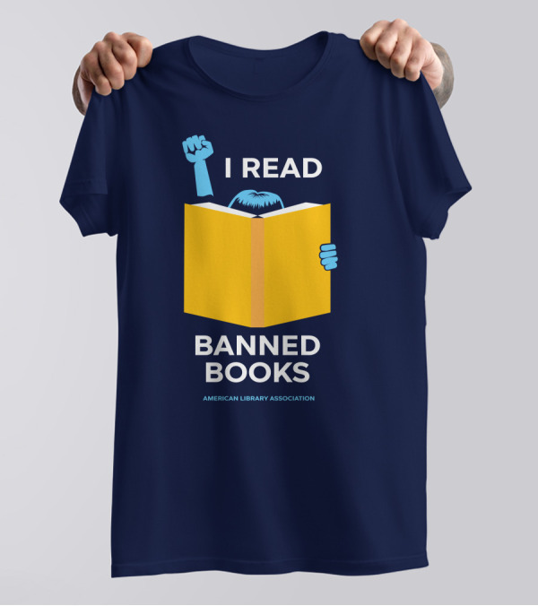 I Read Banned Books Yellow Book Fist American Library Association T-Shirt