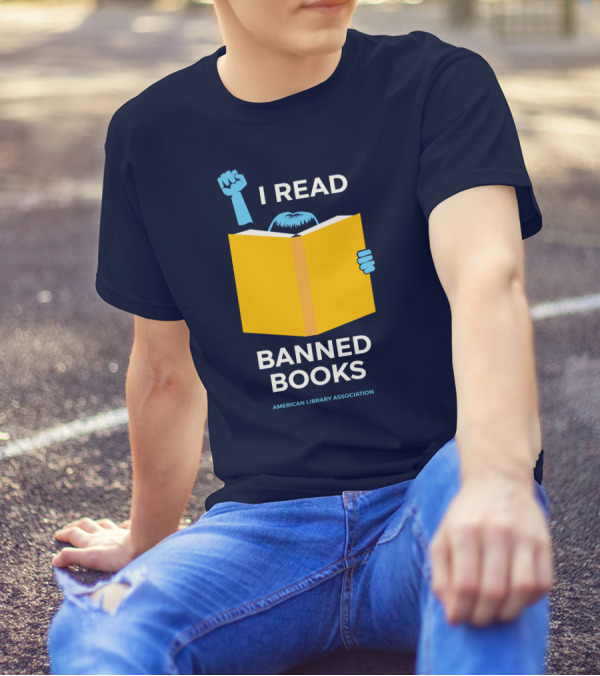 I Read Banned Books Yellow Book Fist American Library Association T-Shirt