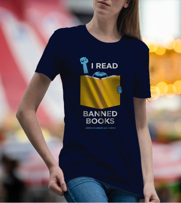 I Read Banned Books Yellow Book Fist American Library Association T-Shirt