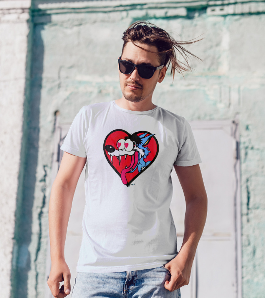 The Jesus Lizard Idiot Heart-Eyed Cartoon Wolf T-Shirt