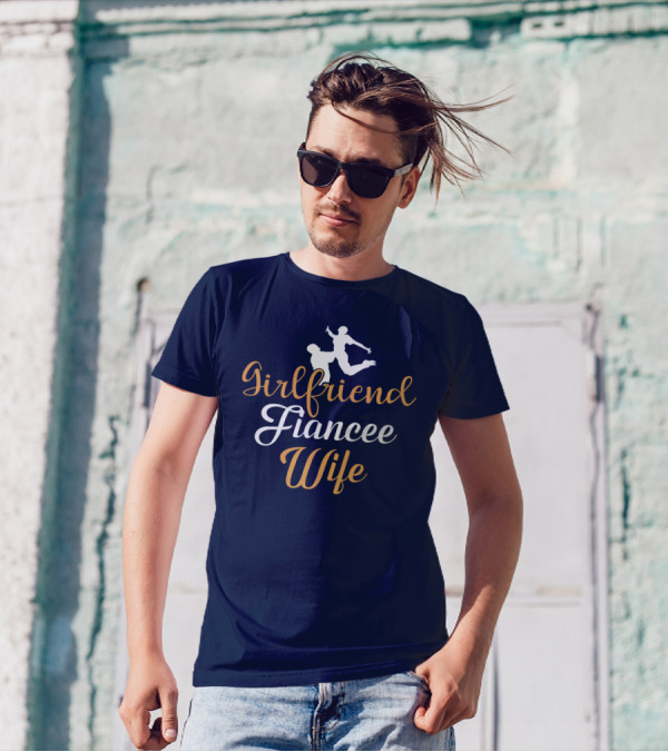 Girlfriend Fiancee Wife Engagement Proposal Silhouette Jump T-Shirt