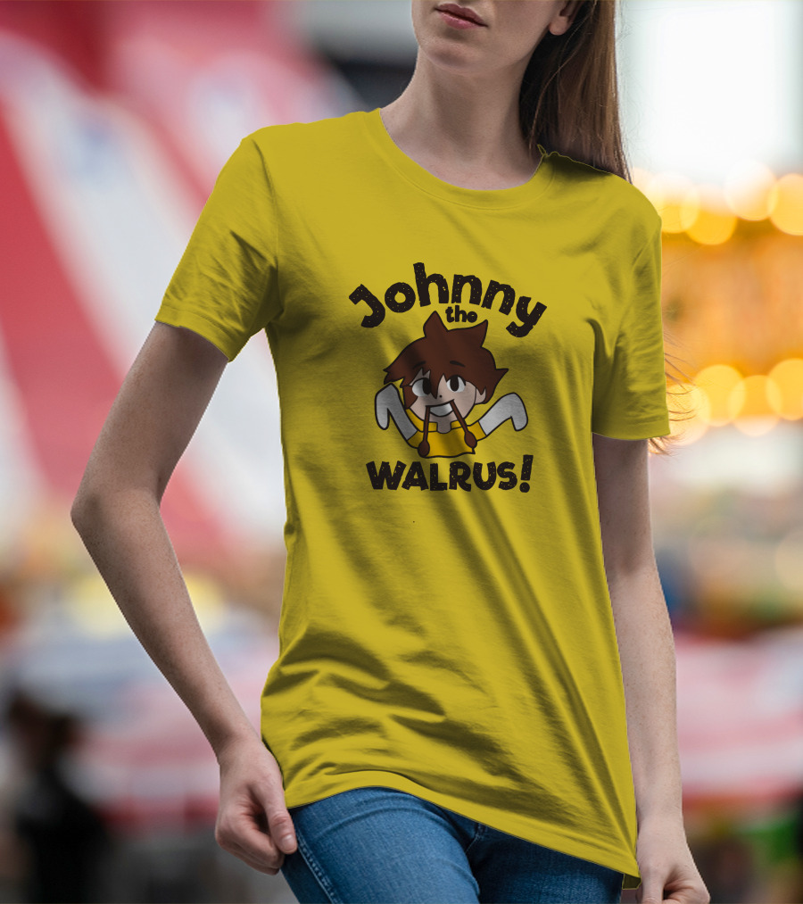 Johnny The Walrus Daily Wire Cartoon Character Yellow Background T-Shirt