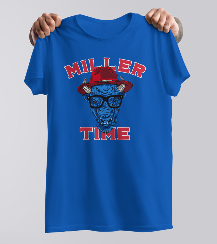 Miller Time Buffalo Red Hat Glasses Blue Buffalo T-Shirt